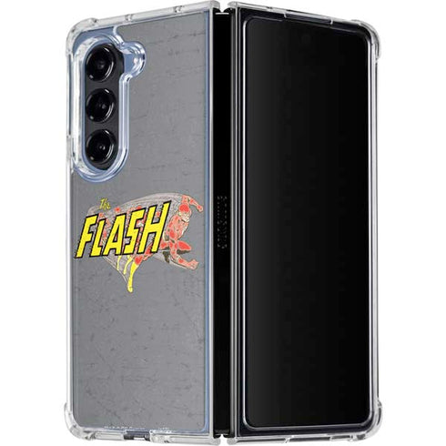 DC Comics The Flash Vintage Action Running Pose Galaxy Z Fold5 5G Clear Case